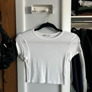 zara white baby tee